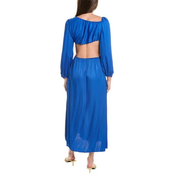 NWT FARM Rio Blue Cut Out Satin Dress - Picture 4 of 4